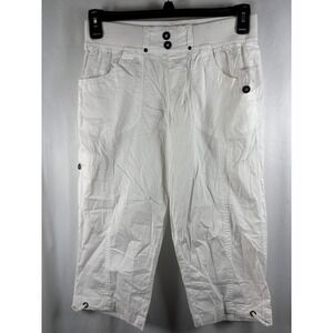 Dash Womens White Capri Cargo Pants Cropped Size S Cotton Spandex Blend NEW